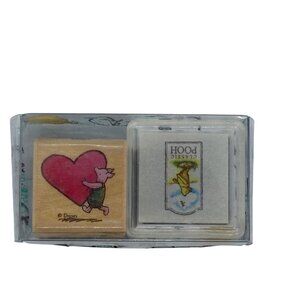 Disney Winnie The Pooh & Piglet Rubber Stamps Set In Plastic Case